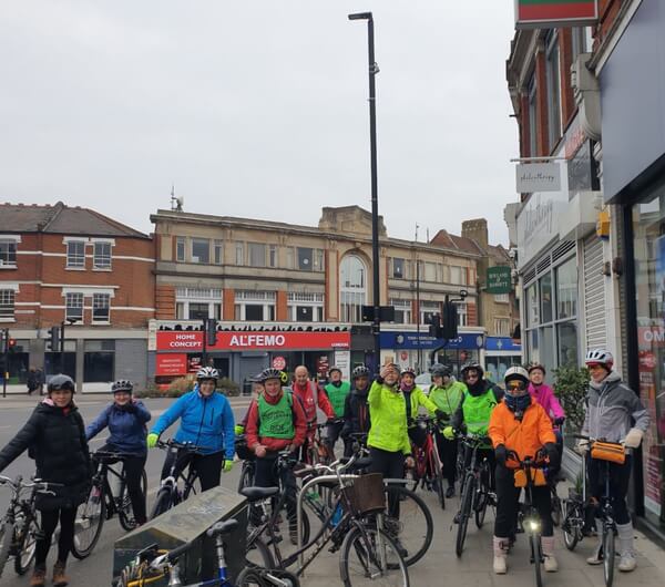 ride participants gather at palmers green triangle