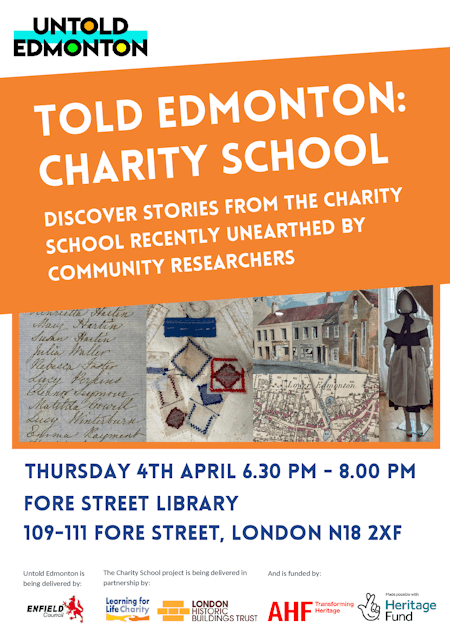 poster or flyer advertising event NEW DATE: Untold Edmonton: Research and stories from the Girls\' Charity School