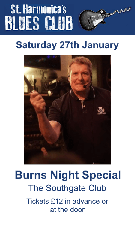poster or flyer advertising event St Harmonica\'s presents Burns Night Special