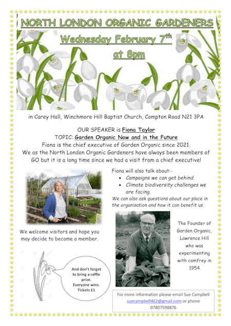 poster or flyer advertising event North London Organic Gardeners