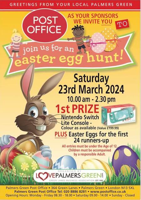 poster or flyer advertising event Palmers Green Easter Egg Hunt