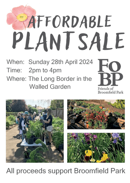 poster or flyer advertising event Spring plant sale in Broomfield Park