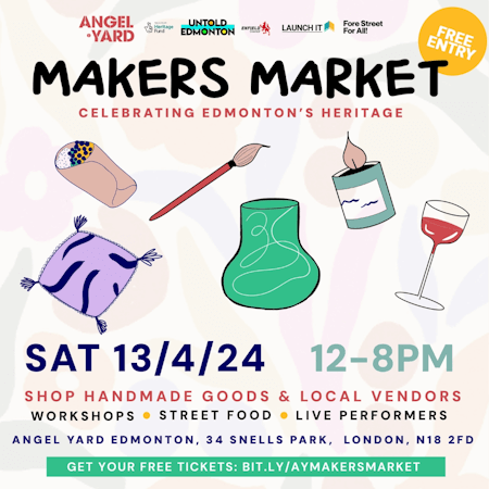 poster or flyer advertising event Angel Yard Makers Market