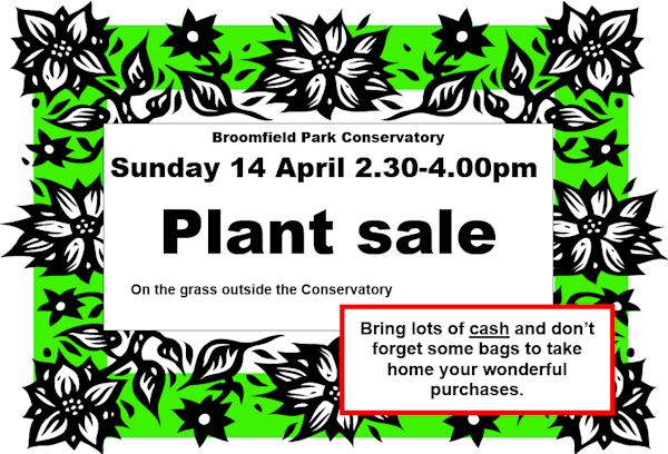 poster or flyer advertising event Plant sale outside Broomfield Conservatory
