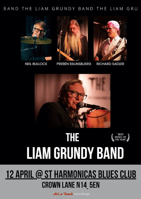 poster or flyer advertising event St Harmonica\'s Blues Club: The Liam Grundy Band + JJJ Darby & Trip Wolfe