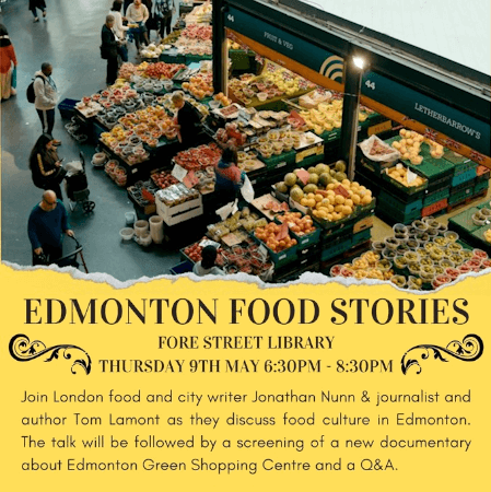 poster or flyer advertising event Edmonton Food Stories: Panel discussion + Talkies documentary about Edmonton Green Market