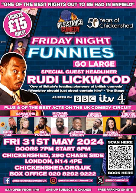 poster or flyer advertising event Resistance Comedy: Friday Night Funnies Go Large