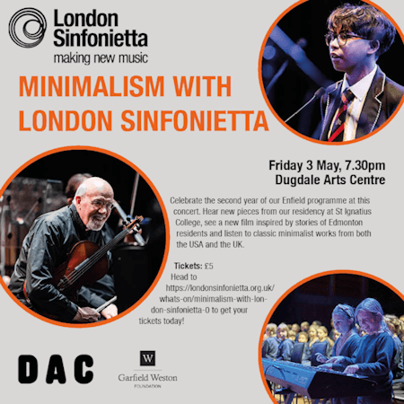 poster or flyer advertising event London Sinfonietta concert: Minimalism