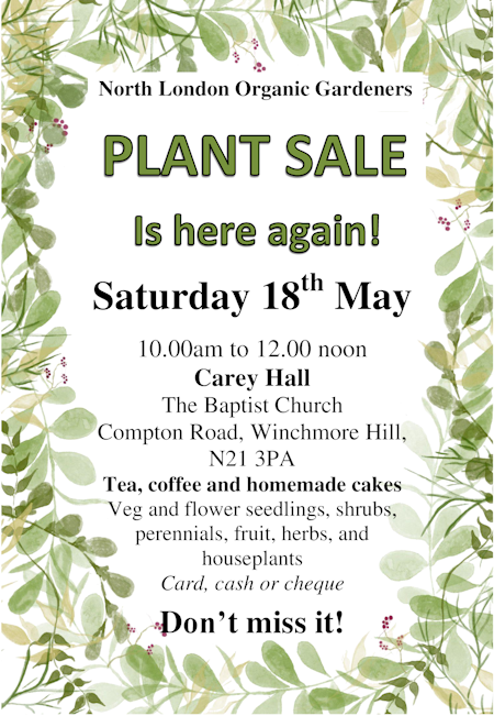 poster or flyer advertising event North London Organic Gardeners: Plant sale