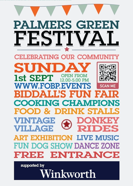 poster or flyer advertising event Palmers Green Festival