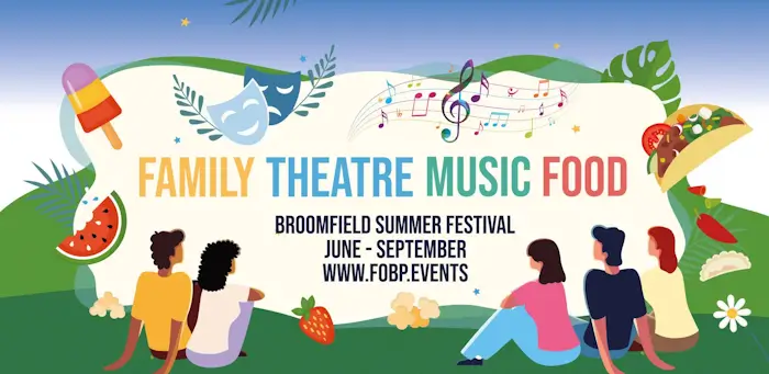 display ad for broomfield summer festival june to september - family music theatre food
