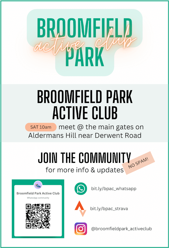 poster or flyer advertising event Broomfield Park Active Club