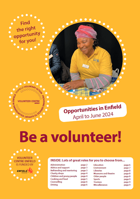 cover of be a volunteer opportunities in enfield october to december 2023
