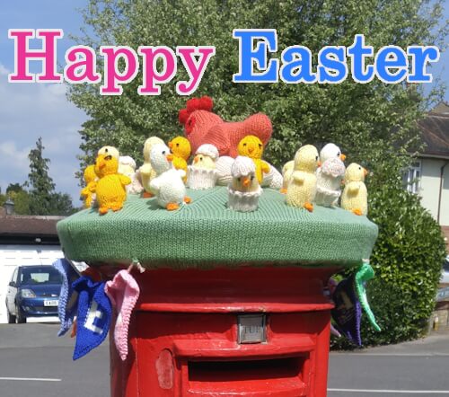 happy easter message with pillarbox dressing