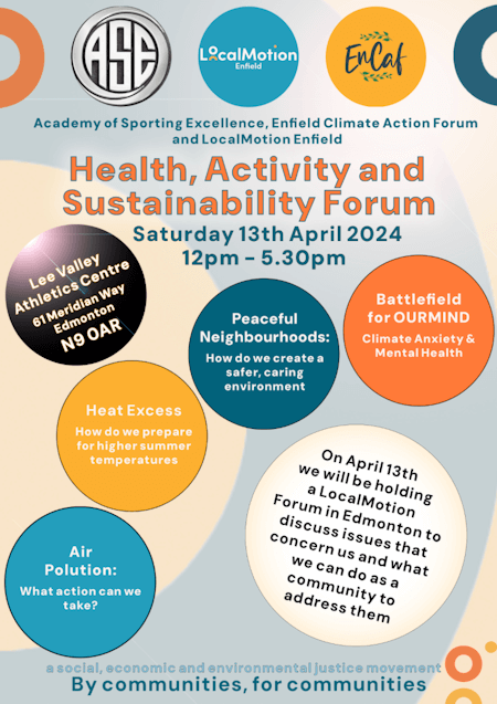 poster or flyer advertising event Health, Activity and Sustainability Forum