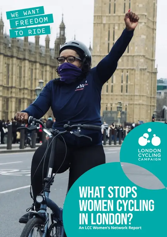cover of what stops women cycling in london report jan 2024