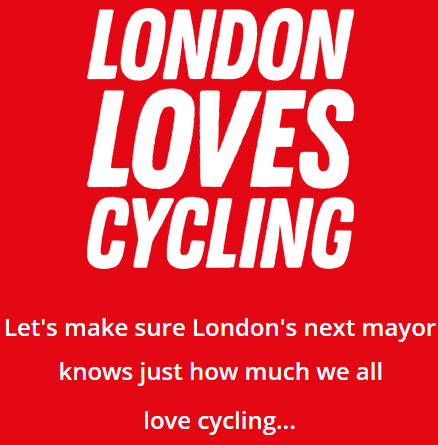 london loves cycling wording