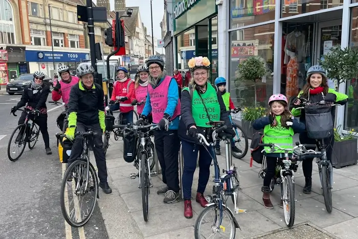 participants in the 2024 womens freedom ride at palmers green on their way to london