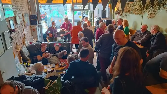 people inside the little green dragon on easter monday 2024
