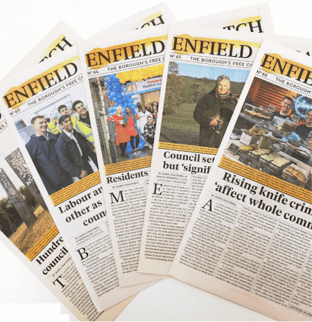 six issues of enfield dispatch arranged in fan shape