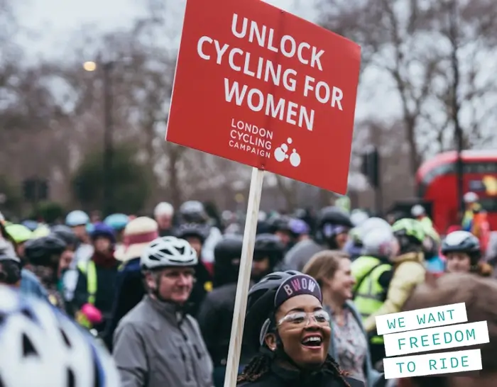 unlock cycling for women banner at london demo