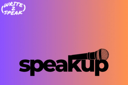 poster or flyer advertising event Write2Speak Speakup:  workshop