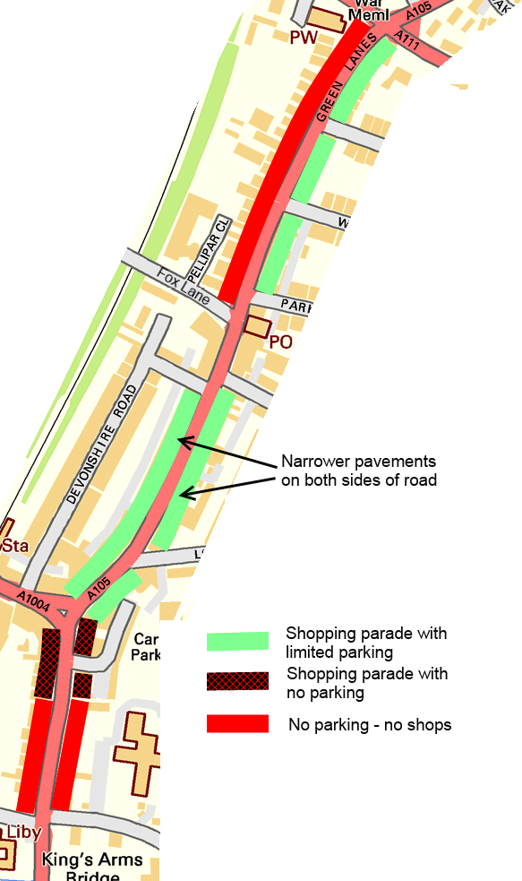 How cycle lanes would impact parking in palmers green town centre