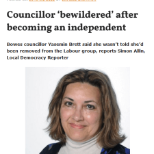 Bowes councillor says she was removed from Enfield Labour Group list without being told