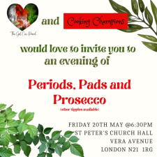 An invitation to an evening of periods, pads and prosecco!